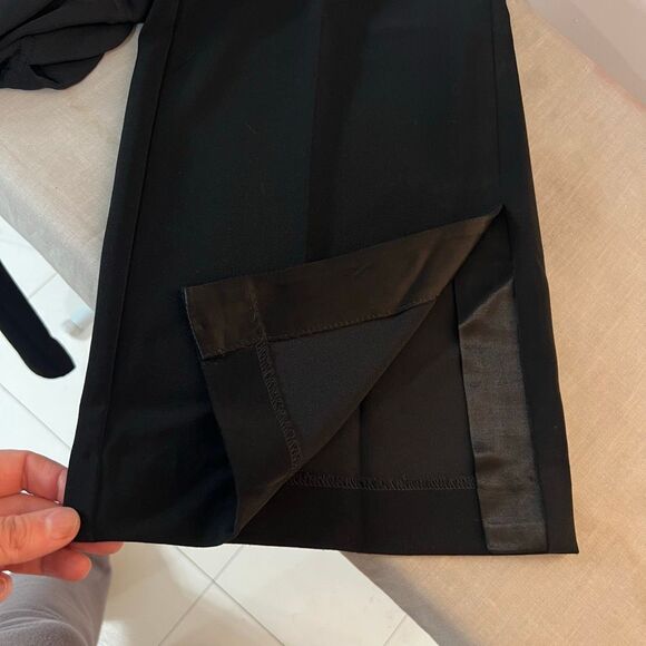 White House black market black wide leg satin trim pants size 8 - Picture 9 of 11